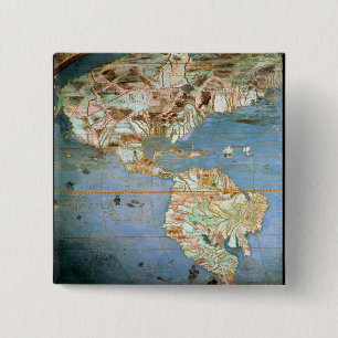 Badge Carré 5 Cm Carte de nord et de l'Amérique du Sud