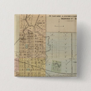 Badge Carré 5 Cm Carte de Rochester, Minnesota