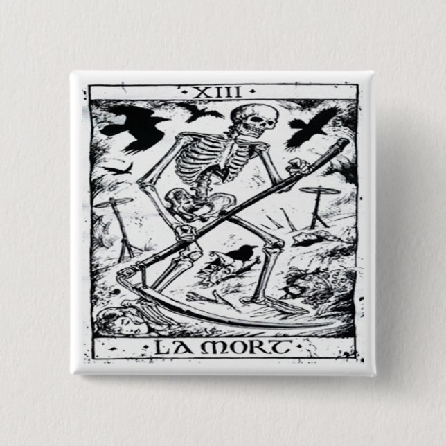 Badge Carré 5 Cm Carte de tarot de Mort de La (Devant)
