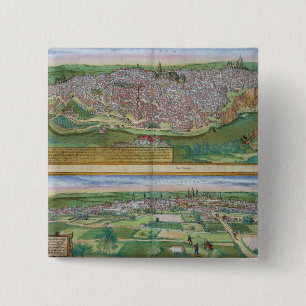 Badge Carré 5 Cm Carte de Toledo et de Valladolid, de 'Civitates