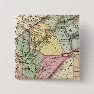 Badge Carré 5 Cm Carte des comtés de Pocohontas, Greenbrier
