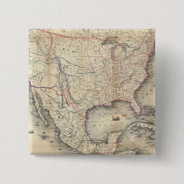 Badge Carré 5 Cm Carte Des États-Unis (Devant)