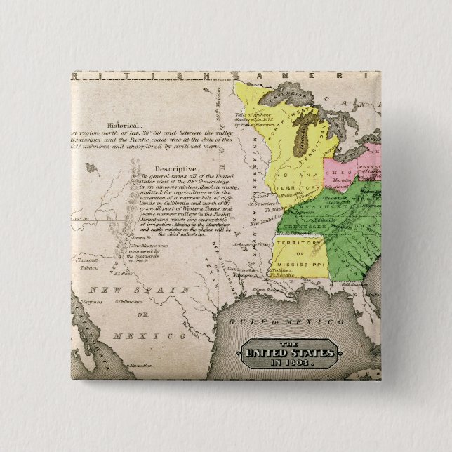 Badge Carré 5 Cm Carte des Etats-Unis (Devant)