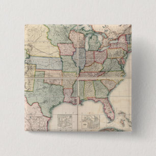 Badge Carré 5 Cm Carte des États-Unis 3