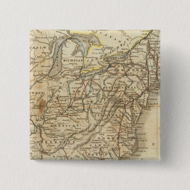 Badge Carré 5 Cm Carte Des États-Unis 3 (Devant)