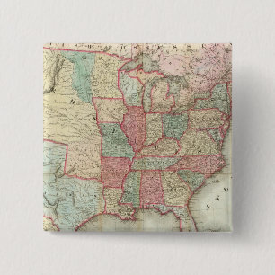 Badge Carré 5 Cm Carte Des États-Unis D'Amérique