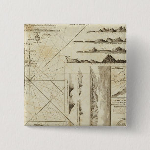 Badge Carré 5 Cm Carte des îles Maderas et Canaries