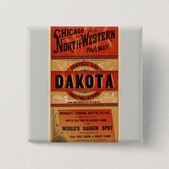 Badge Carré 5 Cm Carte des lignes de Chicago et de Northwestern (Devant)