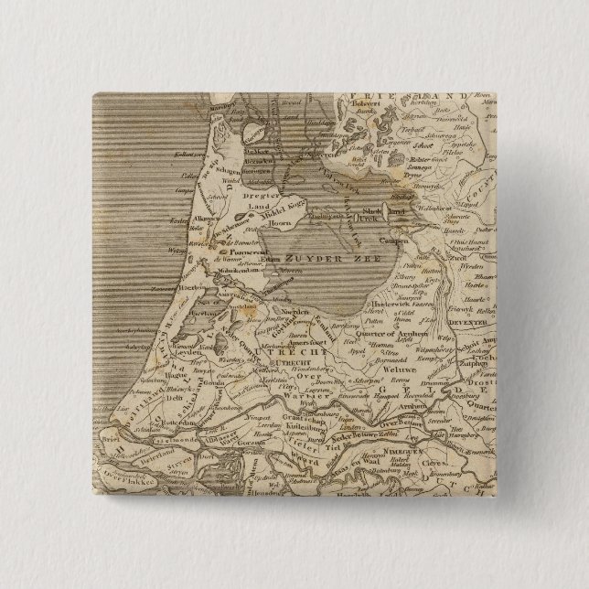 Badge Carré 5 Cm Carte des Pays-Bas par Arrowsmith (Devant)