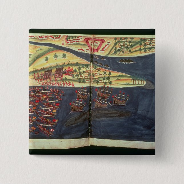 Badge Carré 5 Cm Carte d'exploration de Surat (Devant)