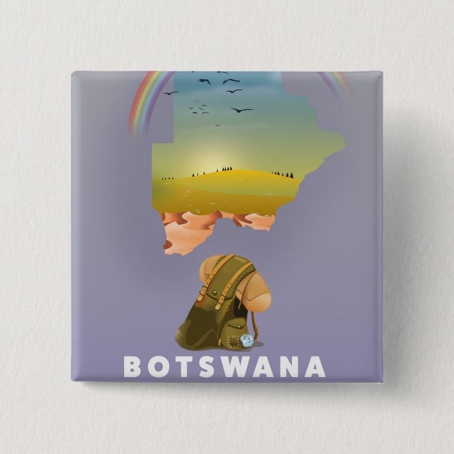 Badge Carré 5 Cm carte du Botswana (Devant)