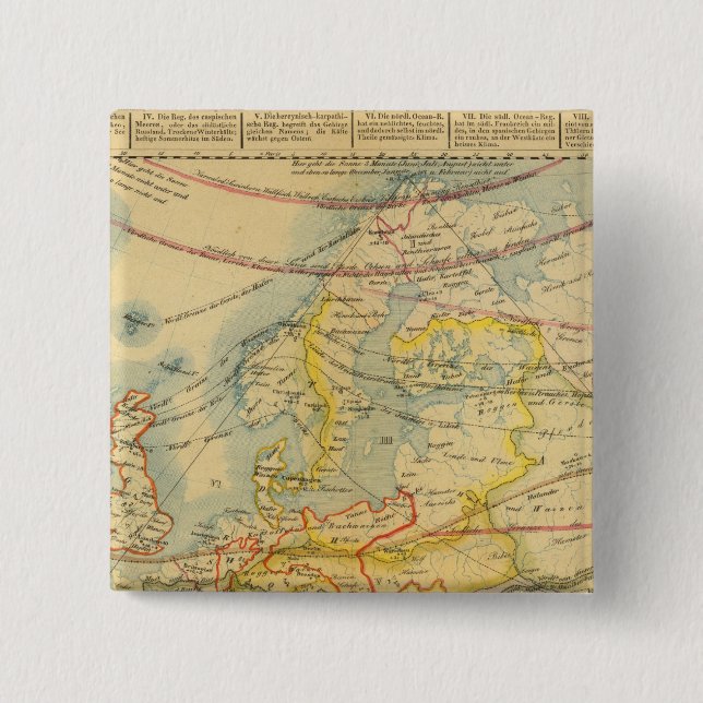 Badge Carré 5 Cm Carte du climat de l'Europe (Devant)