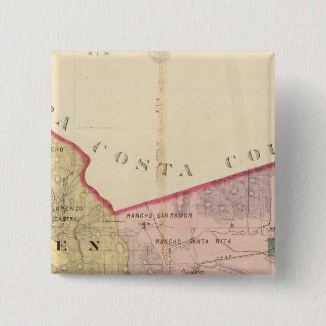 Badge Carré 5 Cm Carte du comté d'Alameda (Devant)