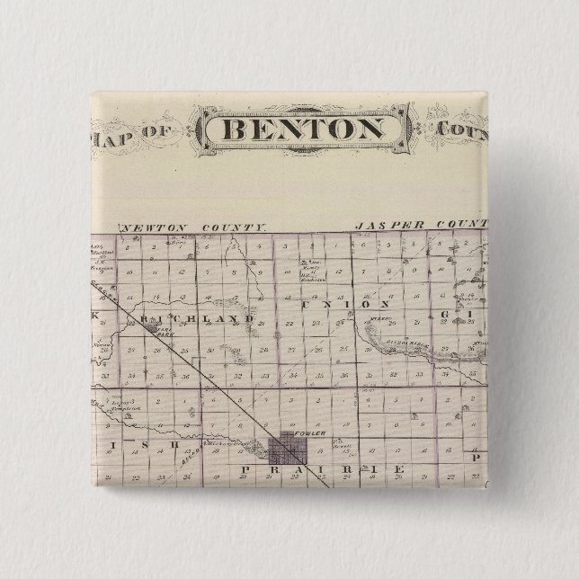 Badge Carré 5 Cm Carte du comté de Benton (Devant)