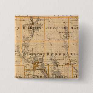 Badge Carré 5 Cm Carte du comté de Buchanan, État de l'Iowa