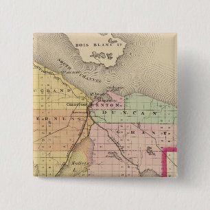 Badge Carré 5 Cm Carte du comté de Cheboygan, Michigan