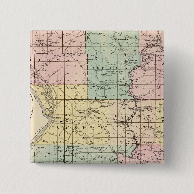 Badge Carré 5 Cm Carte du comté de Crawford, État du Wisconsin (Devant)