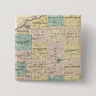 Badge Carré 5 Cm Carte du comté de Grant et du village de Lancaste