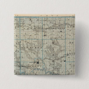 Badge Carré 5 Cm Carte du comté de Keokuk, État de l'Iowa