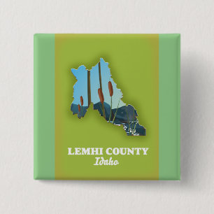 Badge Carré 5 Cm Carte du comté de Lemhi, Idaho sur métal