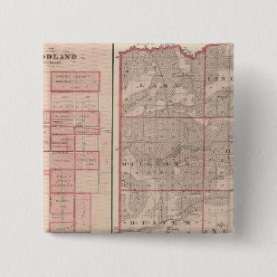 Badge Carré 5 Cm Carte du comté de Newton avec Goodland et Kentland