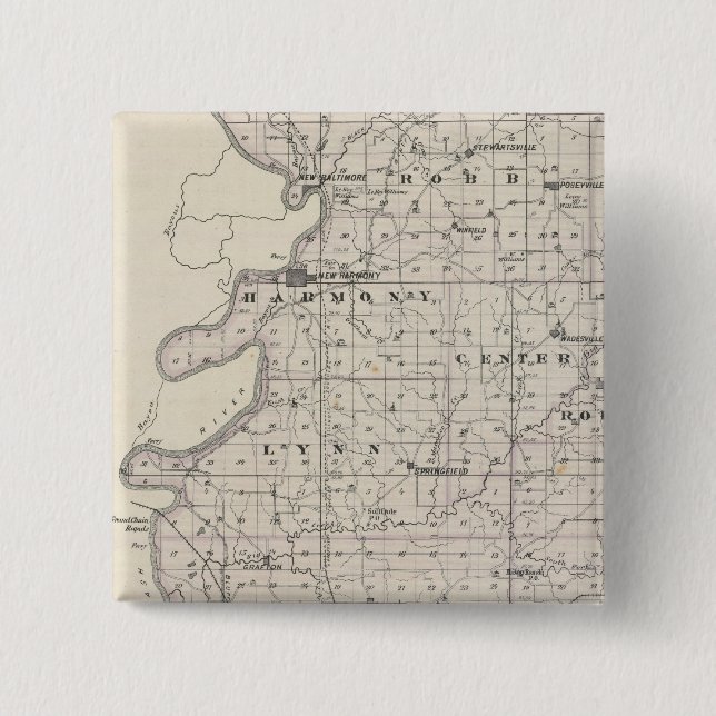 Badge Carré 5 Cm Carte du comté de Posey (Devant)
