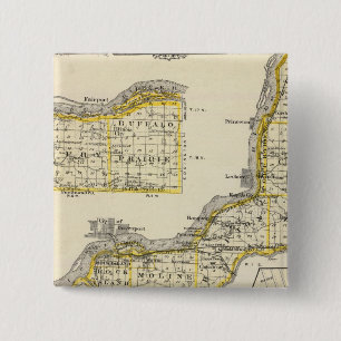 Badge Carré 5 Cm Carte du comté de Rock Island et de Dixon