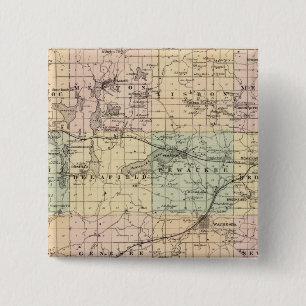 Badge Carré 5 Cm Carte du comté de Waukesha, État du Wisconsin