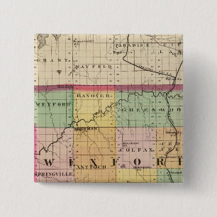 Badge Carré 5 Cm Carte du comté de Wexford, Michigan