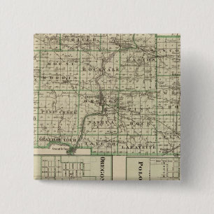 Badge Carré 5 Cm Carte du comté d'Ogle, de Polo et de l'Oregon