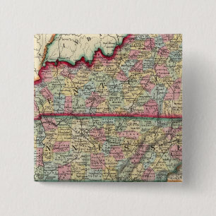 Badge Carré 5 Cm Carte Du Comté Du Kentucky Et Du Tennessee