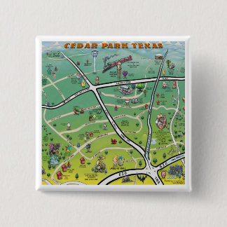 Badge Carré 5 Cm Carte du dessin animé Cedar Park Texas