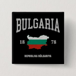 Badge Carré 5 Cm Carte du drapeau de la Bulgarie