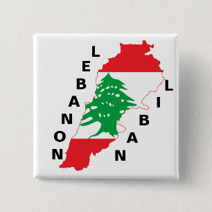 Badge Carré 5 Cm Carte du drapeau du Liban
