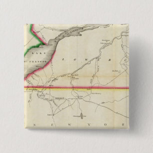 Badge Carré 5 Cm Carte du fleuve Saint-Laurent et du pays voisin