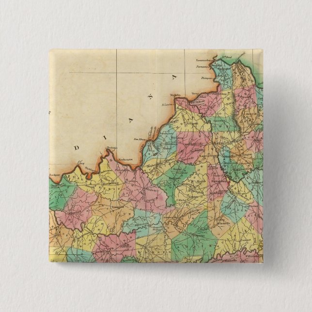 Badge Carré 5 Cm Carte Du Kentucky (Devant)