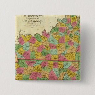 Badge Carré 5 Cm Carte du Kentucky et du Tennessee