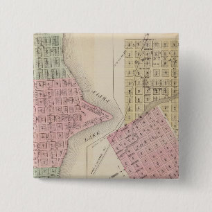 Badge Carré 5 Cm Carte du lac et carte de Wabasha, Minnesota