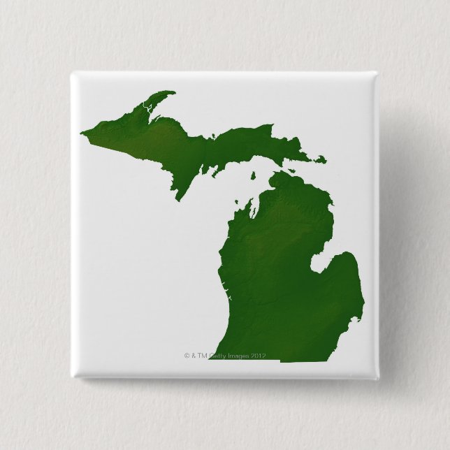 Badge Carré 5 Cm Carte du Michigan (Devant)