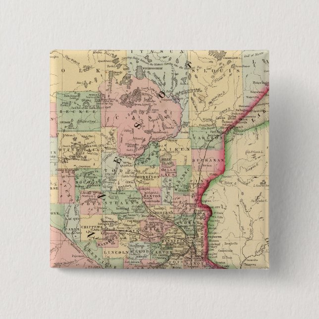 Badge Carré 5 Cm Carte du Minnesota par Mitchell (Devant)