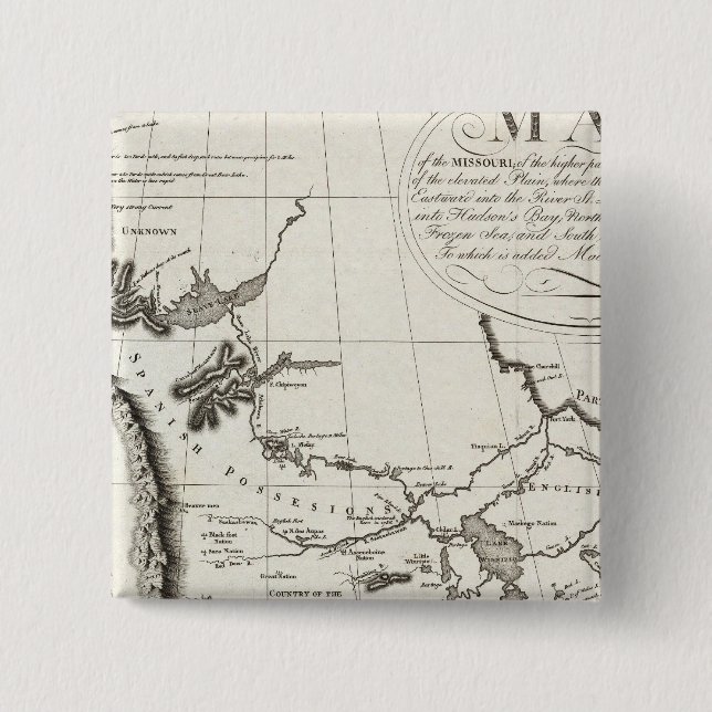 Badge Carré 5 Cm Carte du Missouri (Devant)