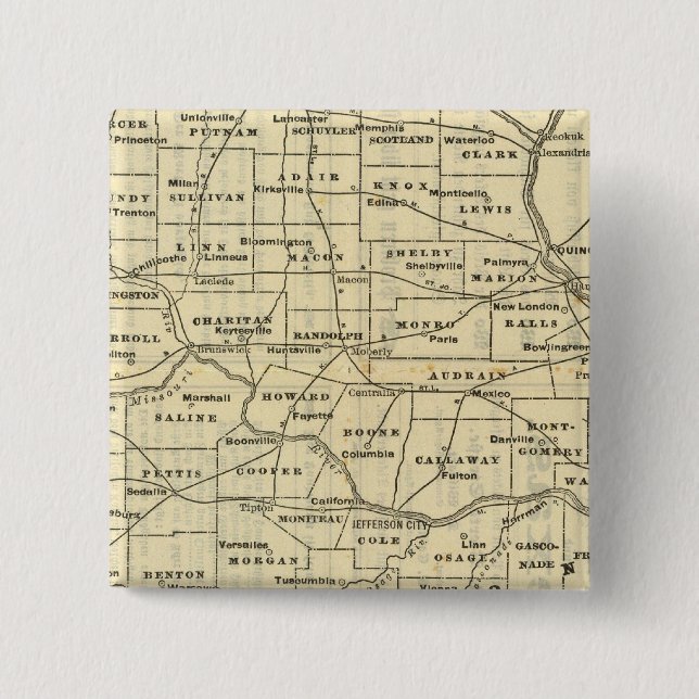 Badge Carré 5 Cm Carte du Missouri 2 (Devant)