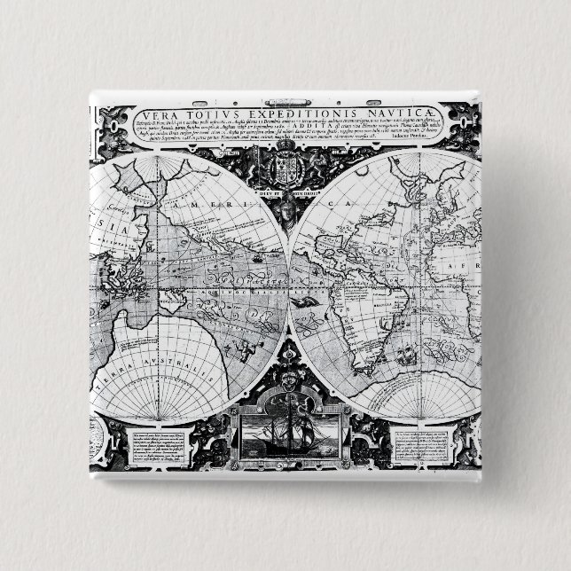 Badge Carré 5 Cm Carte du monde (Devant)