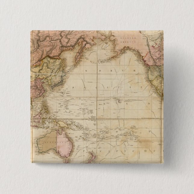 Badge Carré 5 Cm Carte du monde (Devant)