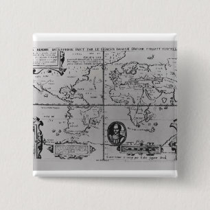 Badge Carré 5 Cm Carte du monde affectant les expéditions