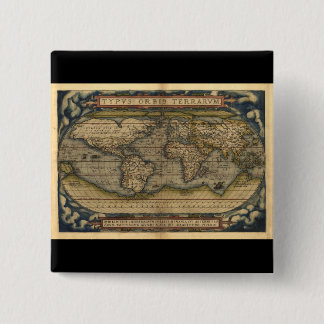Badge Carré 5 Cm Carte du monde Vintage Atlas Conception historique