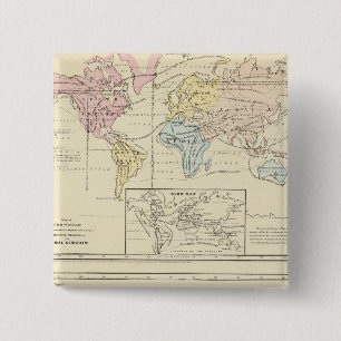 Badge Carré 5 Cm Carte en couleur du monde