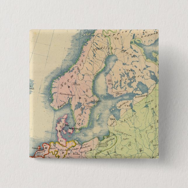 Badge Carré 5 Cm Carte ethnographique de l'Europe (Devant)