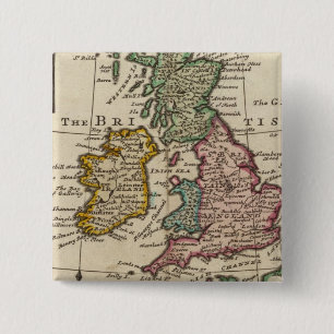 Badge Carré 5 Cm Carte générale de la Grande-Bretagne et de l'Irl