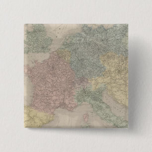 Badge Carré 5 Cm Carte générale des chemins de fer européens